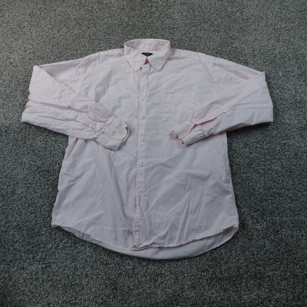 Gitman Bros Shirt Mens 15.5 34 Pink White Pinstripe Long Sleeve Button Up Dress